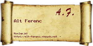 Alt Ferenc névjegykártya