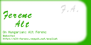 ferenc alt business card